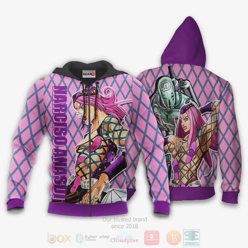 BEST Anime Narciso Anasui JoJo's Adventures All Over Print Hoodie-Bomber Jacket 12 Narciso Anasui Custom Anime JoJos Adventures 3D Hoodie Bomber Jacket