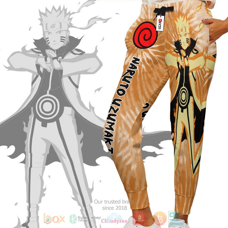 Naruto Uzumaki Bijuu Mode Anime Tie Dye Style Jogger longpants 1
