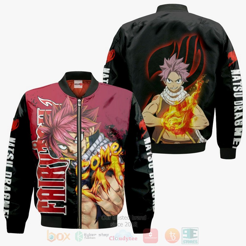 BEST Anime Natsu Dragneel Fairy Tail All Over Print Hoodie-Bomber Jacket 4 Natsu Dragneel Fairy Tail Anime 3D Hoodie Bomber Jacket 1 2 3