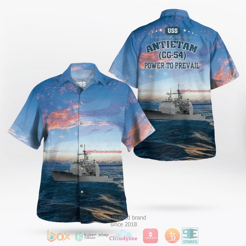Navy USS Antietam CG-54 Ticonderoga-class guided missile cruiser Hawaiian Shirt word1