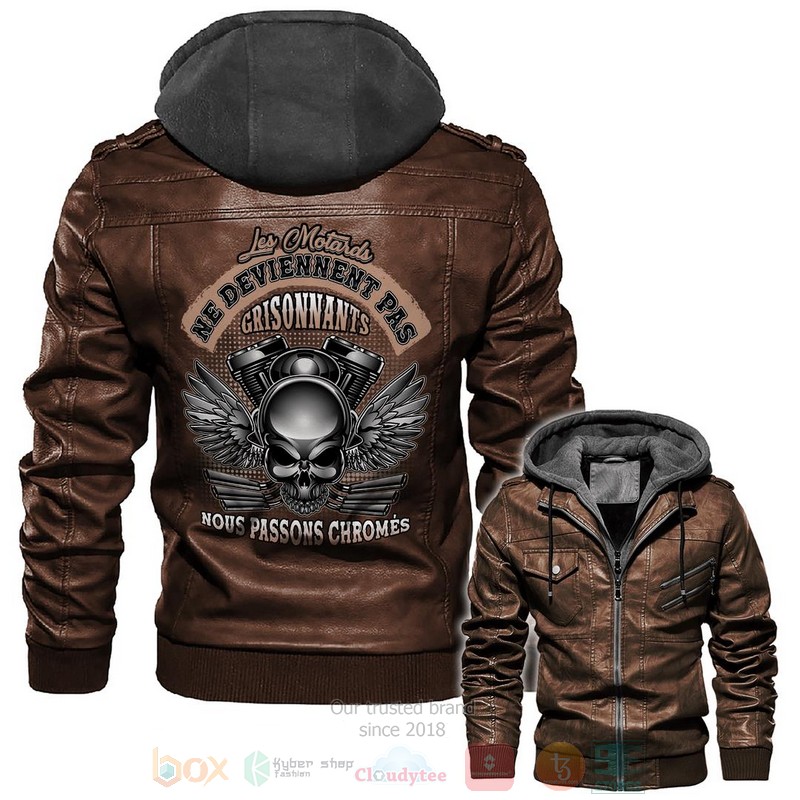 BEST Ne Deviennent Pas Skull Nous Passons Chromes Zipper Jacket Leather 3 Ne Deviennent Pas Skull Nous Passons Chromes Leather Jacket 1 2