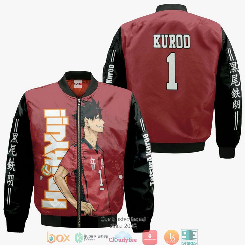 Nekoma Tetsuro Kuroo Haikyuu Anime Merch 3D Shirt Bomber jacket 1 2 3