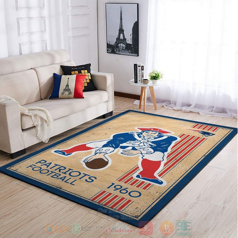 New England Patriots NFL Team Logo Retro Area Rugs