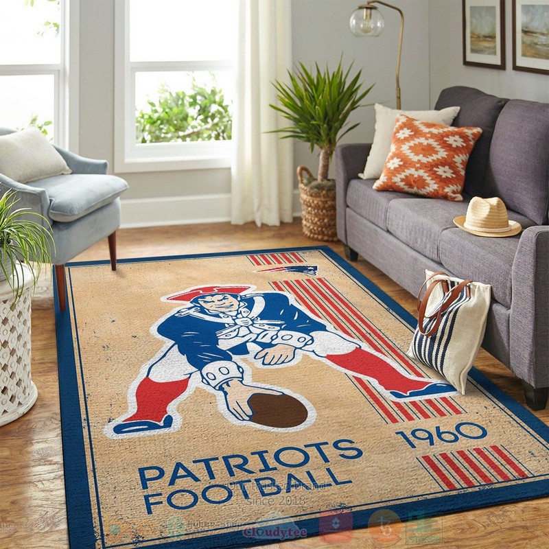 New England Patriots NFL Team Logo Retro Area Rugs 1