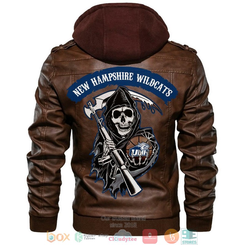 New Hampshire Wildcats NCAA Basketball Brown Leather Jacket