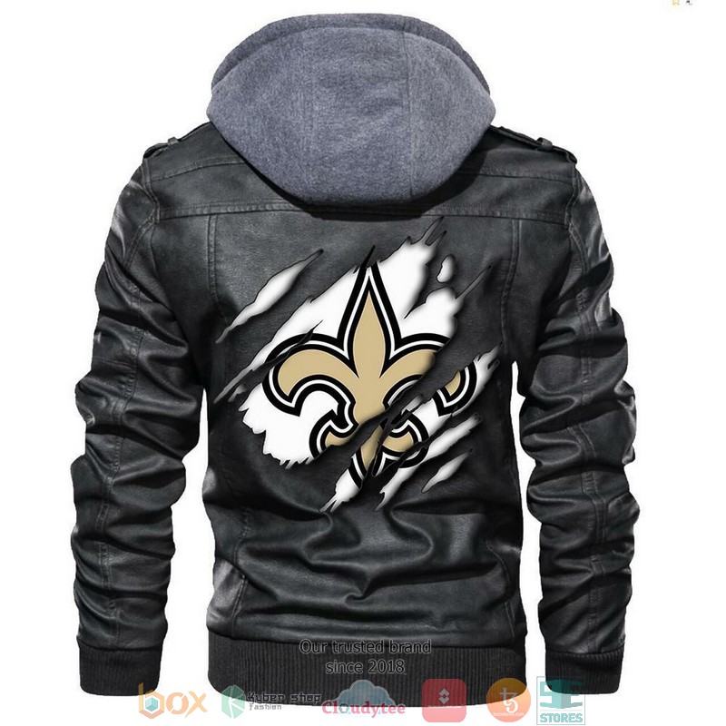 New Orleans Saints NFL Football Black Leather Jacket