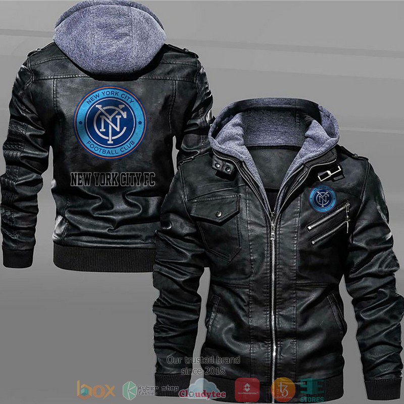 New York City FC Black Brown Leather Jacket