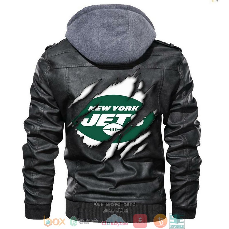 New York Jets NFL Football Black Leather Jacket
