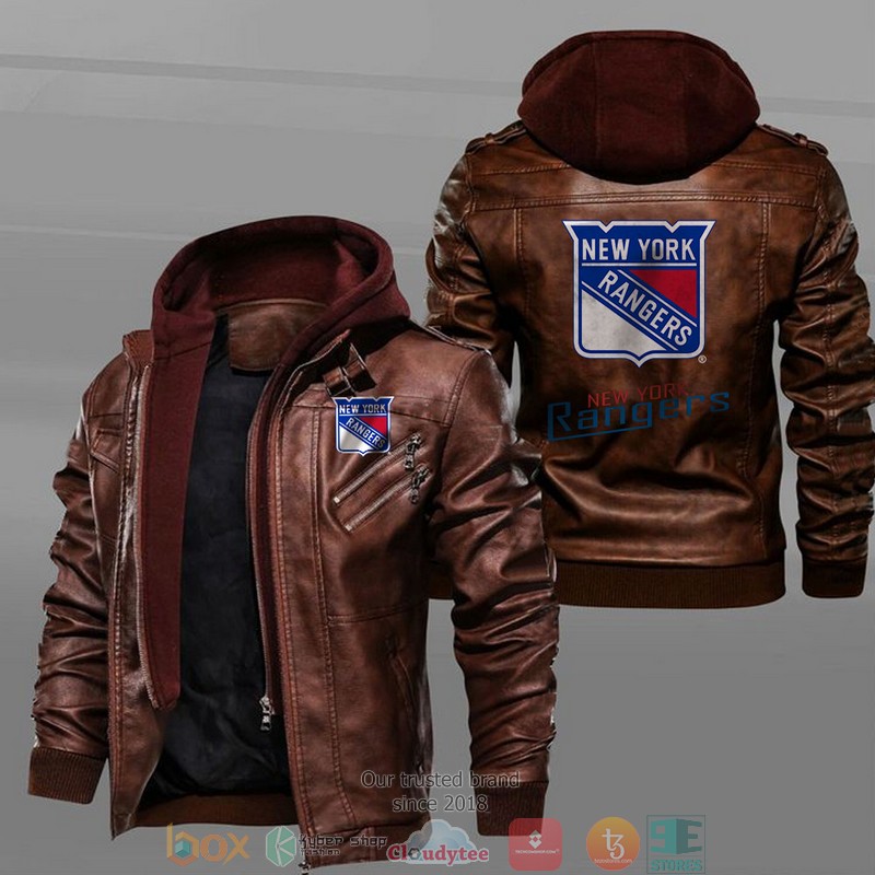 New York Rangers Black Brown Leather Jacket 2 New York Rangers Black Brown Leather Jacket 1