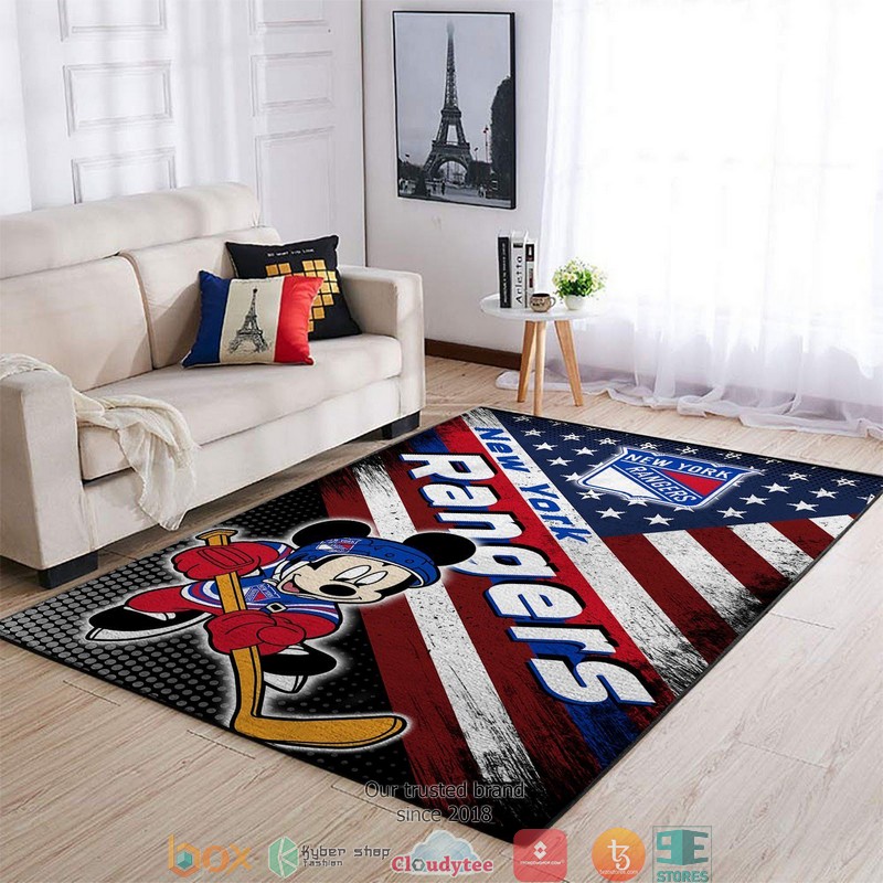 New York Rangers Nhl Team Logo Mickey Style Rug Carpet