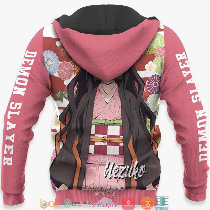 Nezuko Kamado Kimetsu Anime Merch Pink 3D Shirt Bomber jacket 1 2 3 4