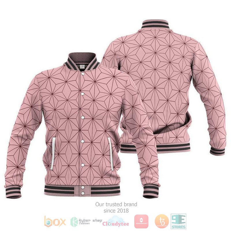 BEST Nezuko Kamado Pattern Demon Slayer Casual Cosplay Costume 3D Printed Varsity Jacket 1 Nezuko Kamado Pattern Demon Slayer Anime Casual Cosplay Costume Baseball Jacket