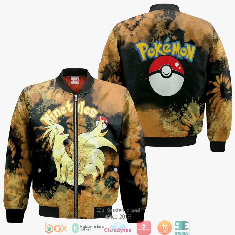 Ninetales Pokemon Anime Merch Tie Dye 3D Shirt Bomber jacket 1 2 3