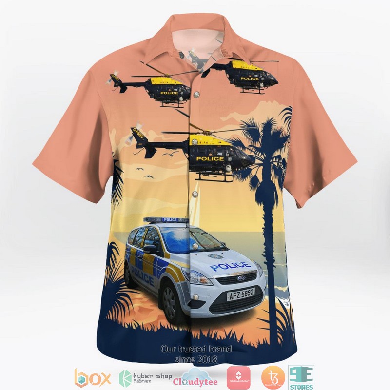 Northern Ireland Police Service of Northern Ireland Car And Eurocopter EC 145 C2 Helicopter 3D Hawaii Shirt 3 Northern Ireland Police Service of Northern Ireland Car And Eurocopter EC 145 C2 Helicopter 3D Hawaii Shirt 1 2