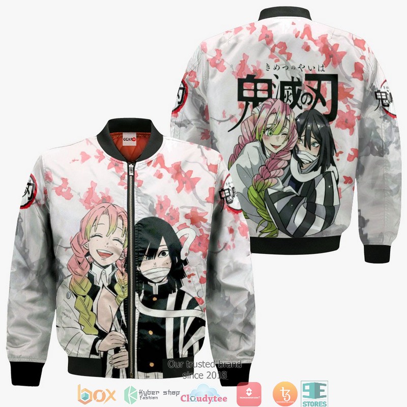 Obanai and Mitsuri Kimetsu Anime Merch Valentines 3D Shirt Bomber jacket 1 2 3