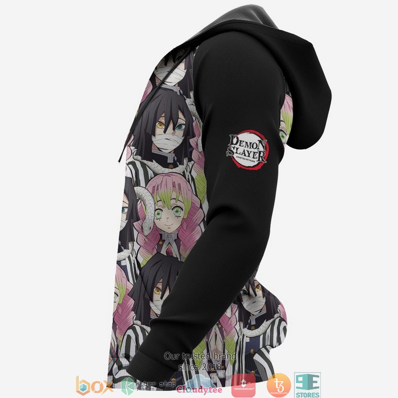 Obanai and Mitsuri Kimetsu Anime Merch Valentines Black 3D Shirt Bomber jacket 1 2 3 4 5