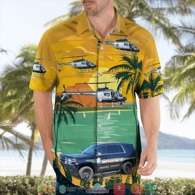 Oconee County Sheriffs Office Bell 206 Jet Ranger 3D Hawaii Shirt 1 2