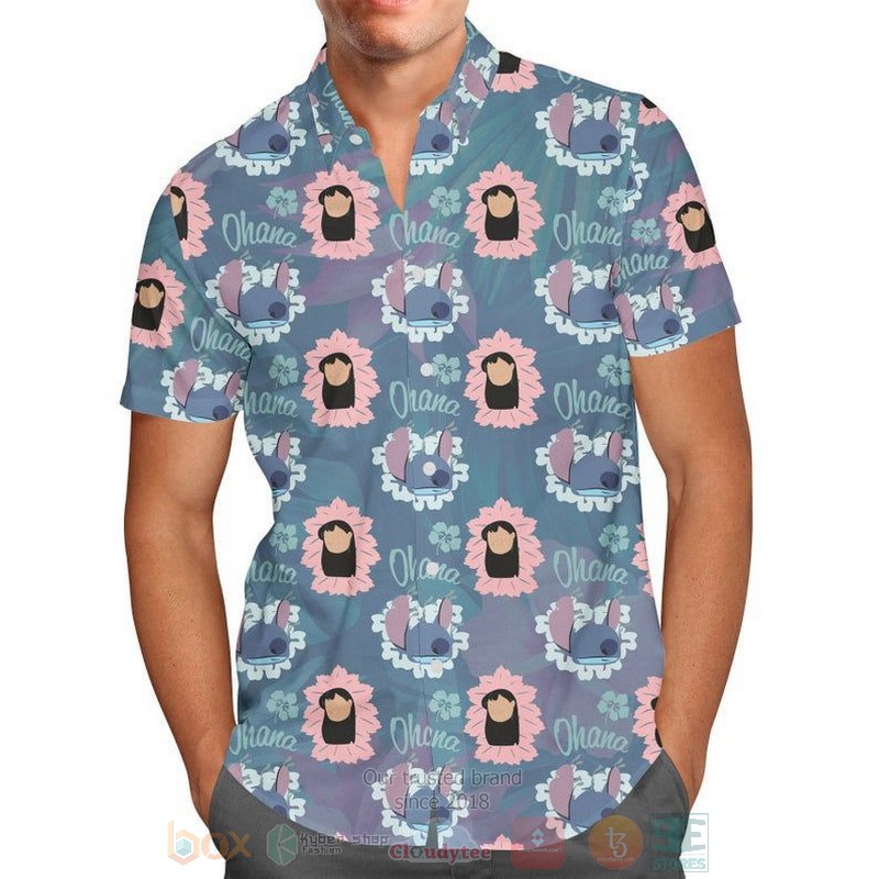 Ohana Lili And Stitch Disney Short Sleeve Hawaiian Shirt
