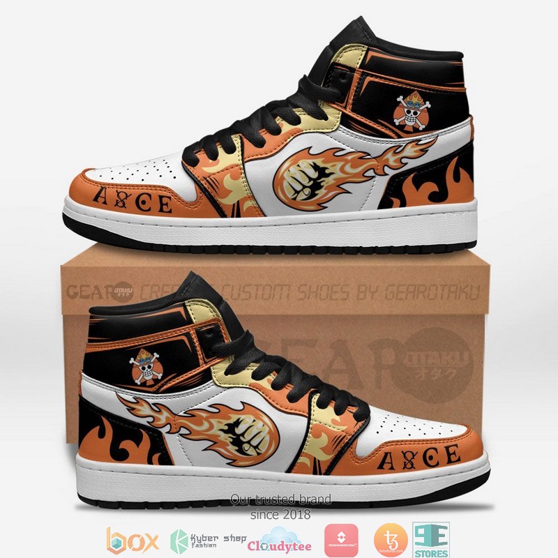 One Piece Ace Fire Fist Anime Air Jordan High Top Shoes