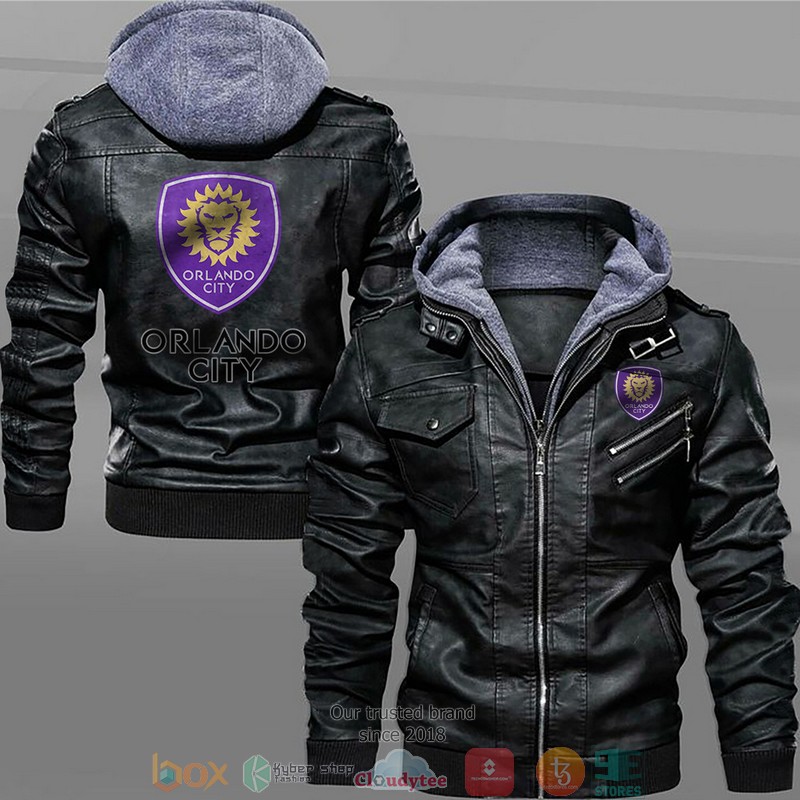 Orlando City SC Black Brown Leather Jacket