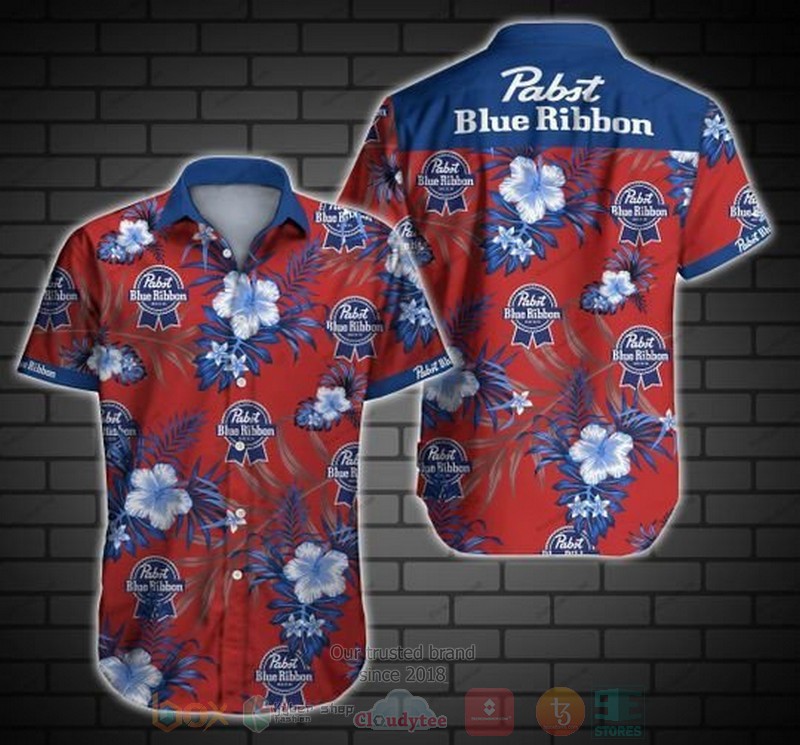 BEST Pabst Blue Ribbon Red All Over Print Tropical Shirt 3 Pabst Blue Ribbon Red Short Sleeve Hawaiian Shirt