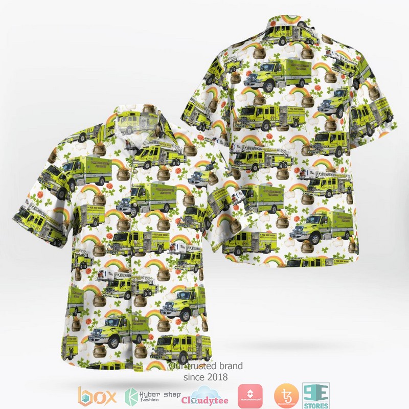 Palm Beach Gardens Palm Beach County Florida Palm Beach Gardens Fire Department St Patrick's Day Hawaiian Shirt word2