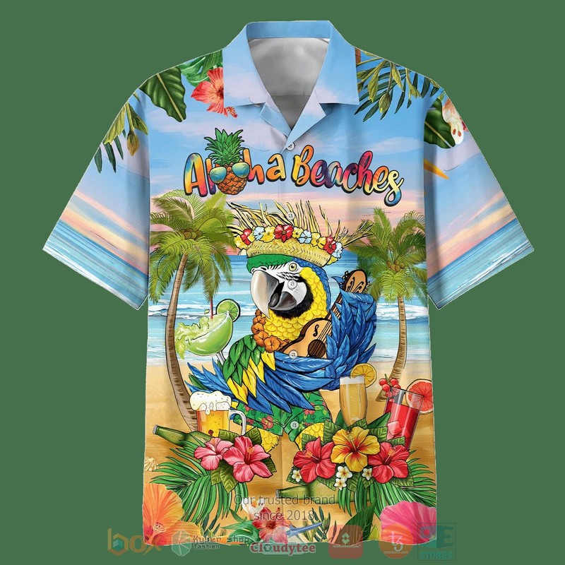 BEST Parrot Aloha Beaches Short Sleeve Hawaii Shirt 3 Parrot Aloha Beaches Hawaiian Shirt