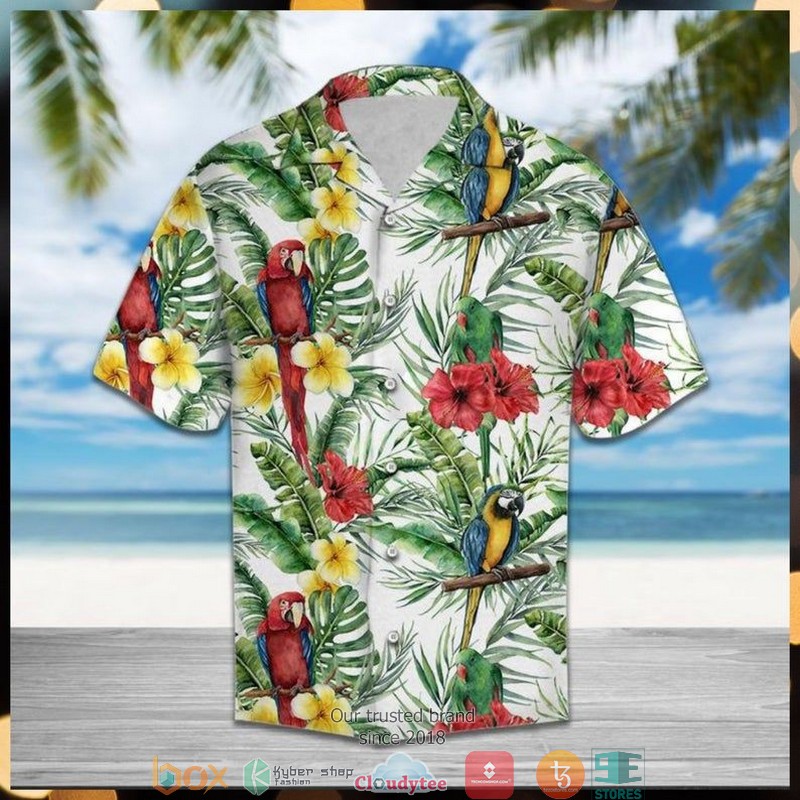 Parrot Hibiscus Short Sleeve Hawaiian Shirt