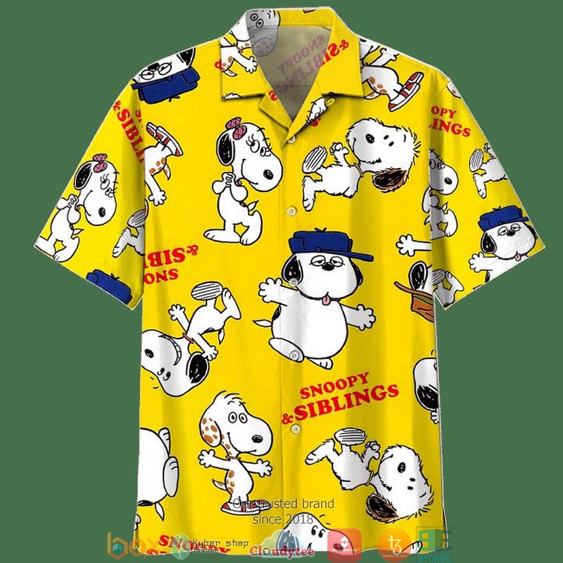 Peanuts snoopy siblings Print Short Sleeve Hawaiian Shirt