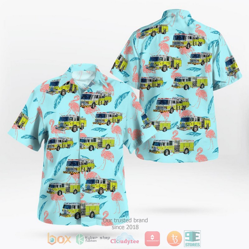 Pennsylvania Fort Washington Fire Company Blue Hawaiian Shirt word3