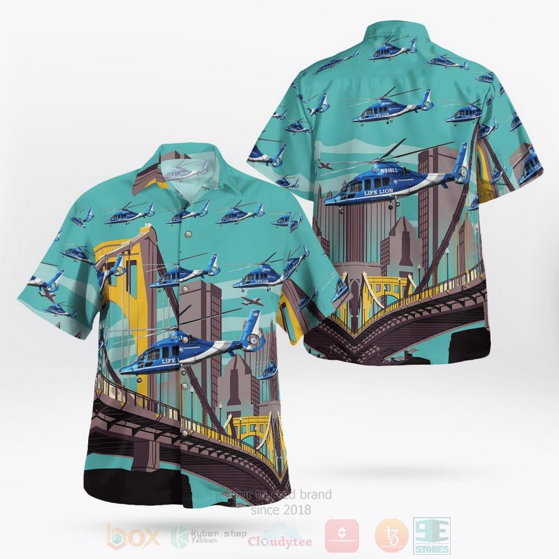 Pennsylvania Penn State Health Life Lion Emergency Medical Services And Critical Care Transport Airbus EC155 Hawaiian Shirt