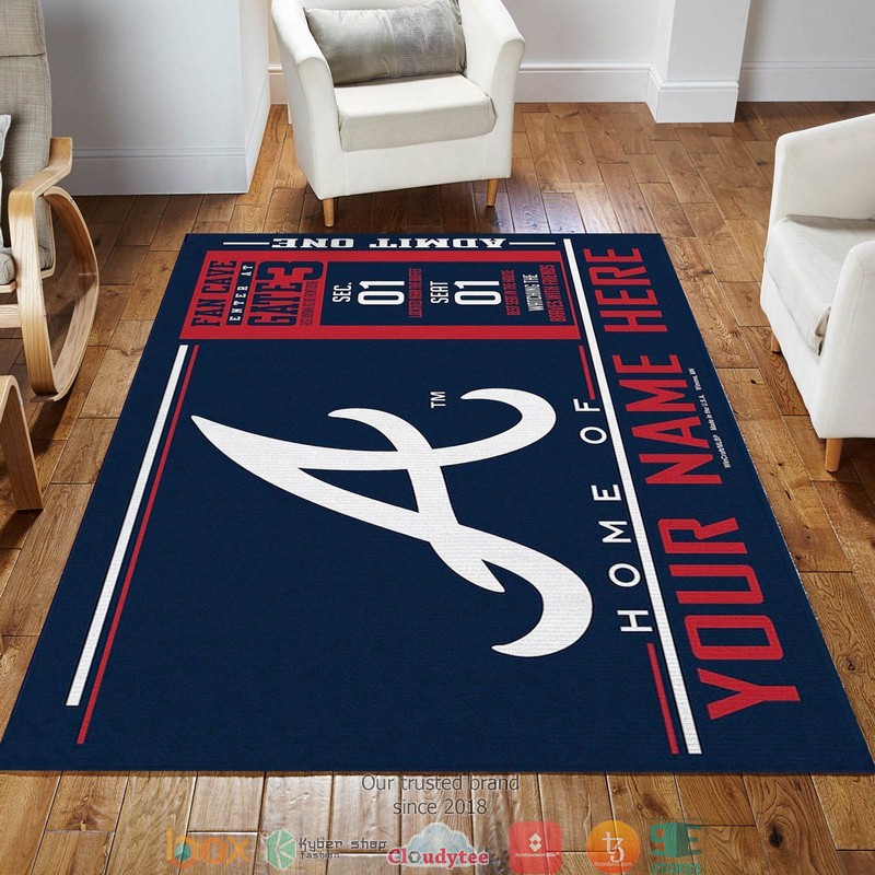 Personalized Atlanta Braves Wincraft MLB Rug Carpet 1 2