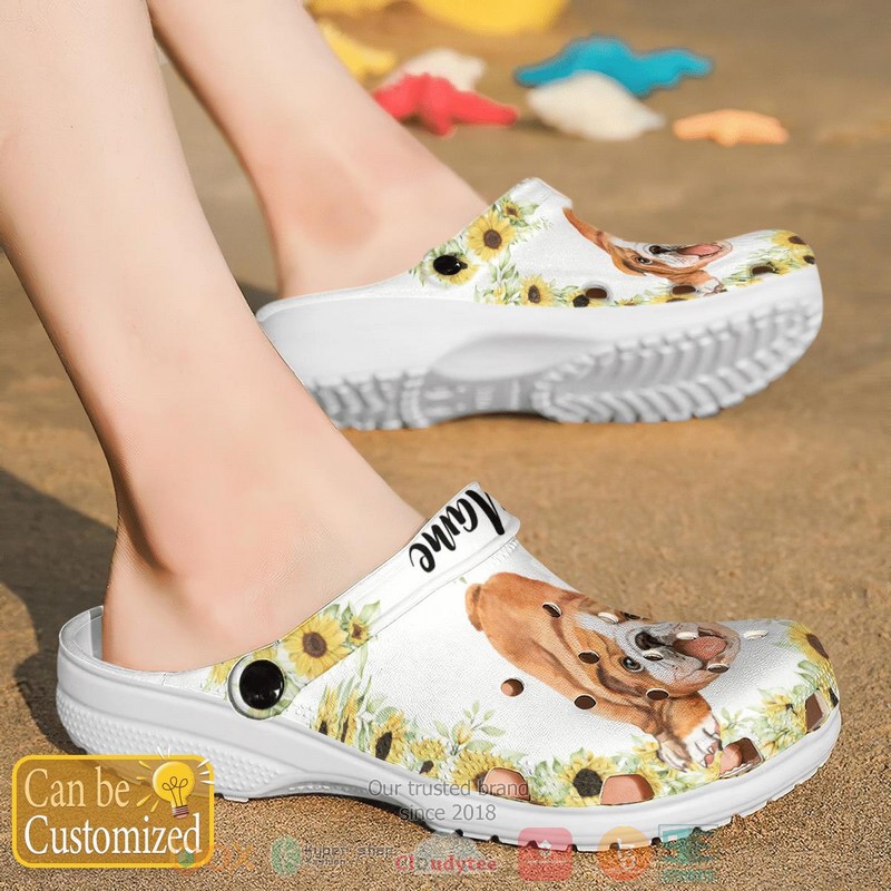 NEW Personalized English Bulldog Sunflowers custom crocs crocband shoes 3 NEW Personalized English Bulldog Sunflowers custom crocs crocband shoes word3