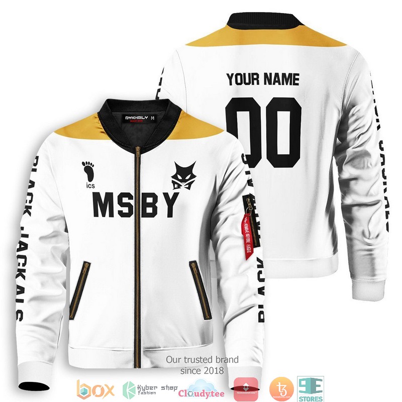 Personalized MSBY Black Jackals Libero Bomber Jacket word2