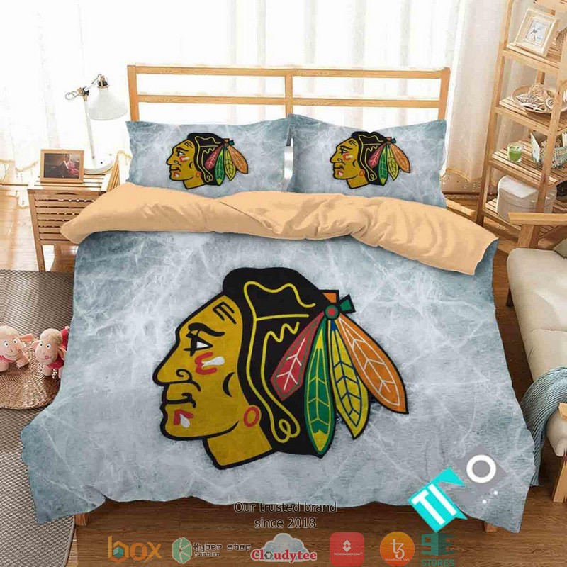 Personalized NHL Chicago Blackhawks Duvet Cover Bedroom Set