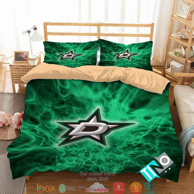 Personalized NHL Dallas Stars 2 Logo Duvet Cover Bedroom Set