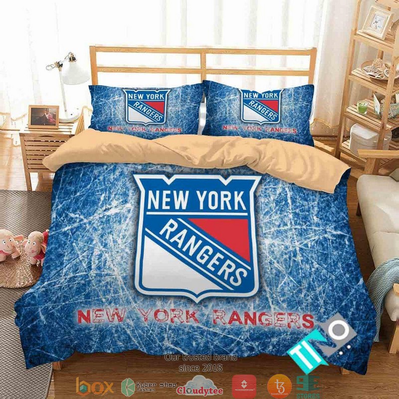 Personalized NHL New York Rangers 2 Logo Duvet Cover Bedroom Set