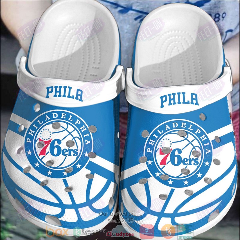 BEST Philadelphia 76ers NBA logo white blue crocs crocband Shoes 2 Philadelphia 76ers NBA logo white blue crocs crocband clog