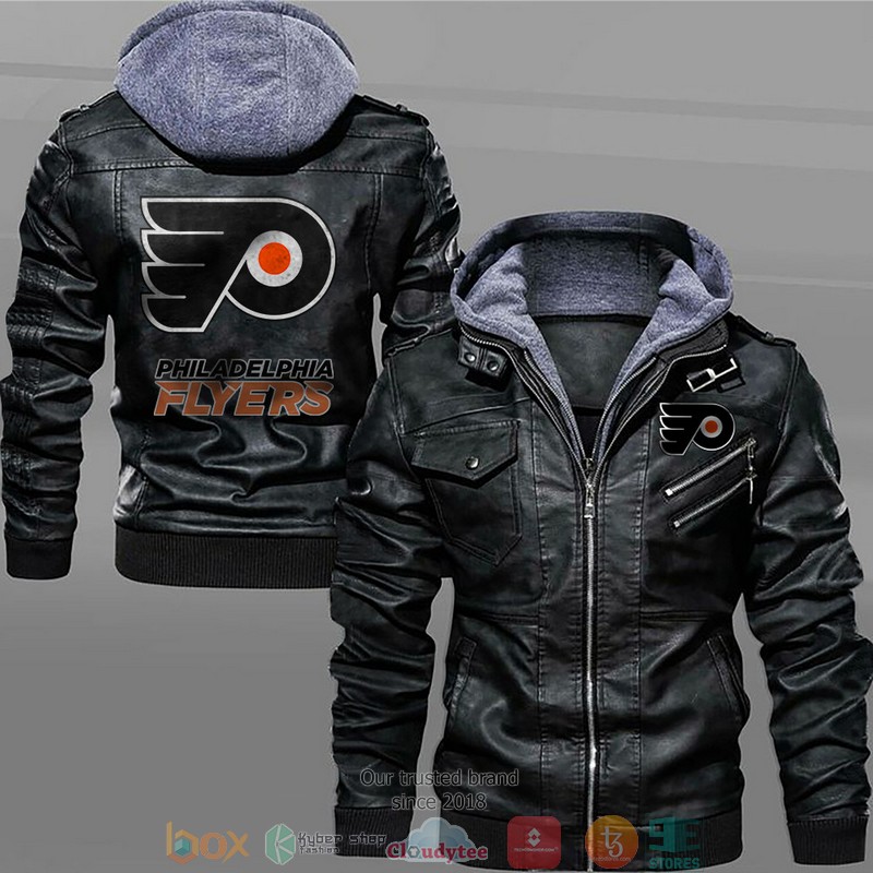 Philadelphia Flyers Black Brown Leather Jacket