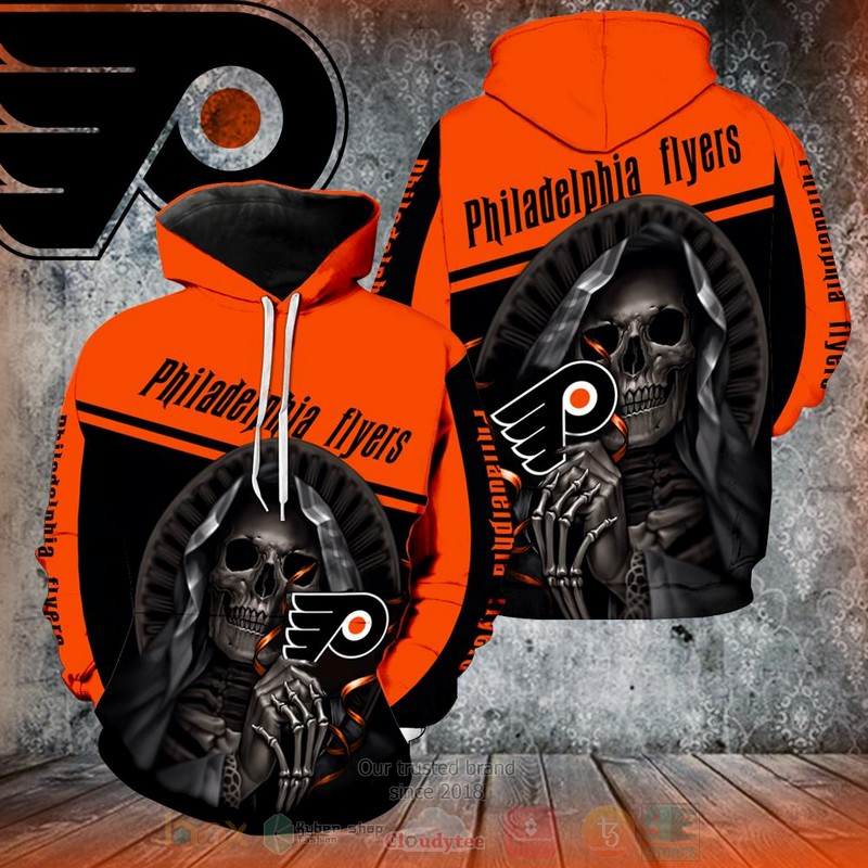 BEST Philadelphia Flyers NHL Skull New Unisex 3D Hoodie 2 Philadelphia Flyers NHL Skull New 3D Hoodie