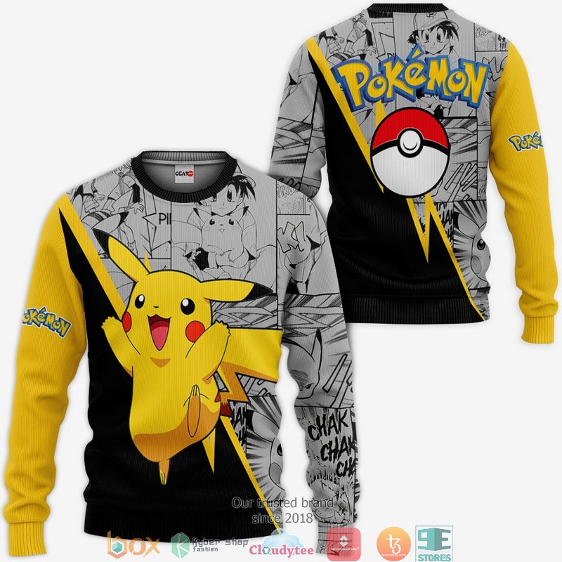 Pikachu Anime Mix Manga Pokemon Merch 3D Shirt, Bomber jacket 2 Pikachu Anime Mix Manga Pokemon Merch 3D Shirt Bomber jacket 1