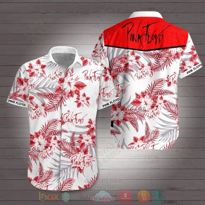Pink Floyd hibiscus white red Hawaiian Shirt