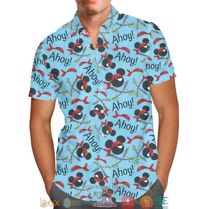 Pirate Mickey Ahoy Movies Disney Short Sleeve Hawaiian Shirt