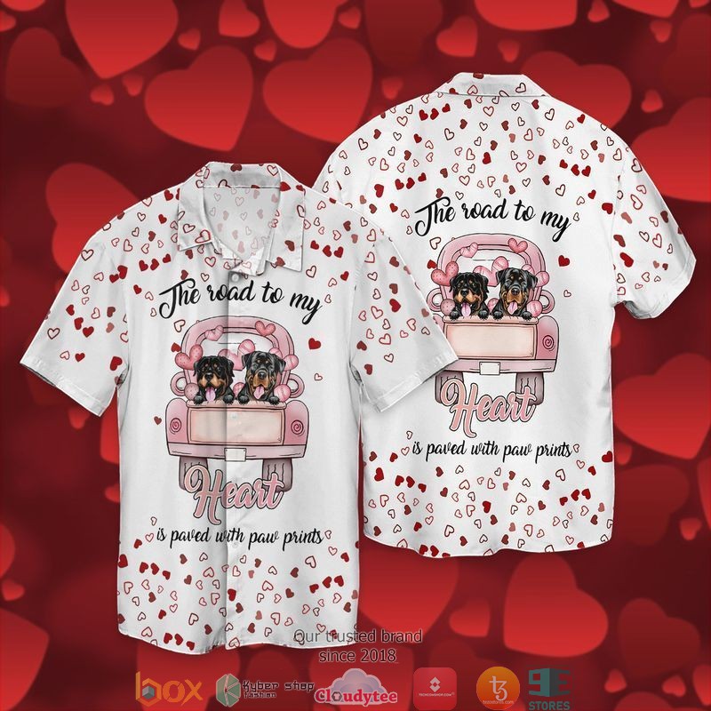 Pitbull Love The Road To My Heart Is Paved With Paw Prints Short Sleeve Hawaiian Shirt
