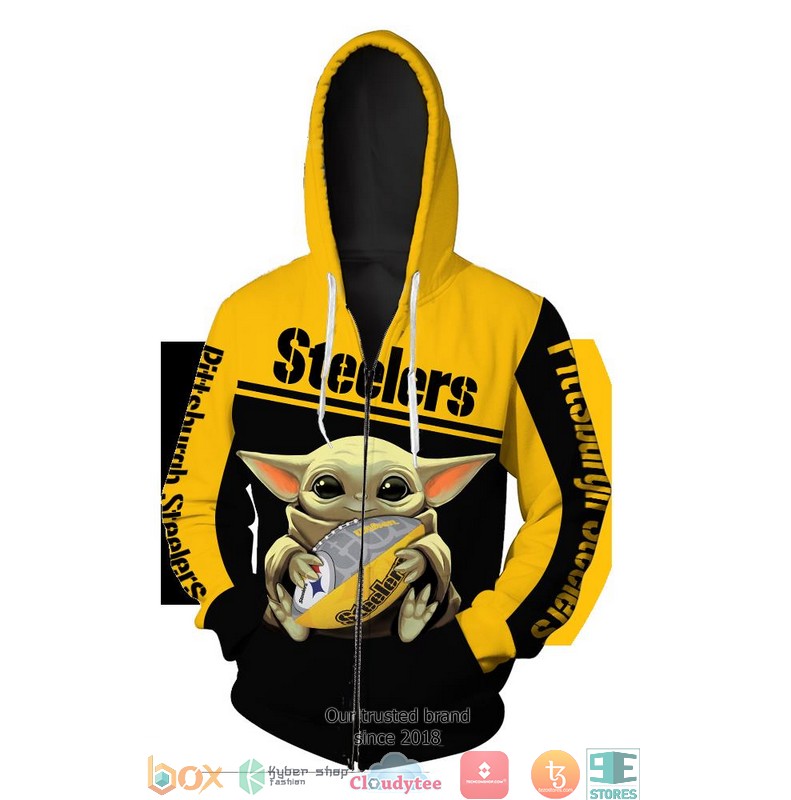 Pittsburgh Steelers Baby Yoda 3D Full All Over Print Shirt hoodie 1 2 3 4 5 6 7 8