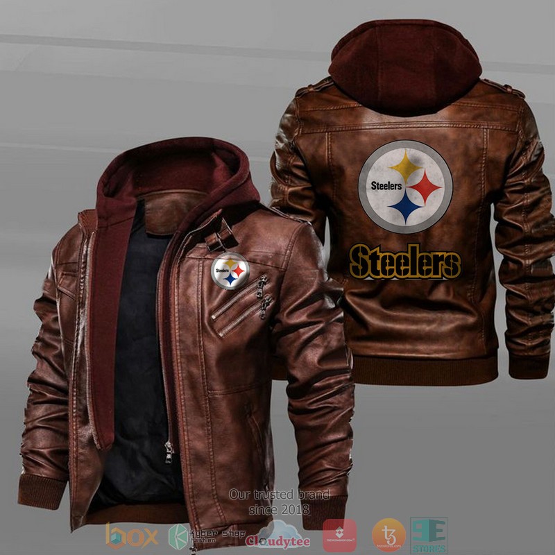 Pittsburgh Steelers Black Brown Leather Jacket 2 Pittsburgh Steelers Black Brown Leather Jacket 1