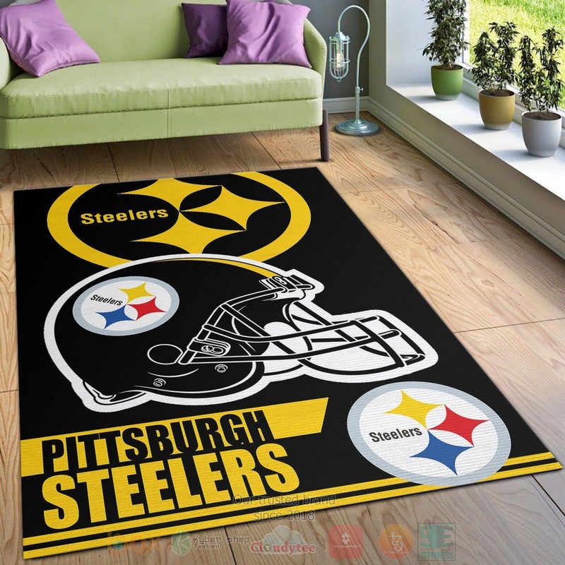 BEST Pittsburgh Steelers NFL Team Logo Helmet Bedroom Rugs 3 Pittsburgh Steelers NFL Team Logo Helmet Area Rugs 1 2