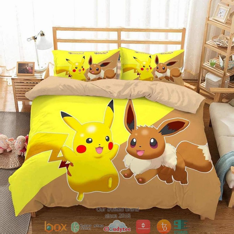 Pokemon Pikachu and Eevee Duvet Cover Bedroom Set