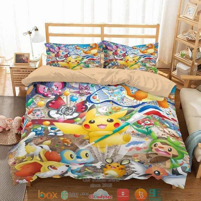 Pokemon Pikachu and friends Duvet Cover Bedroom Set