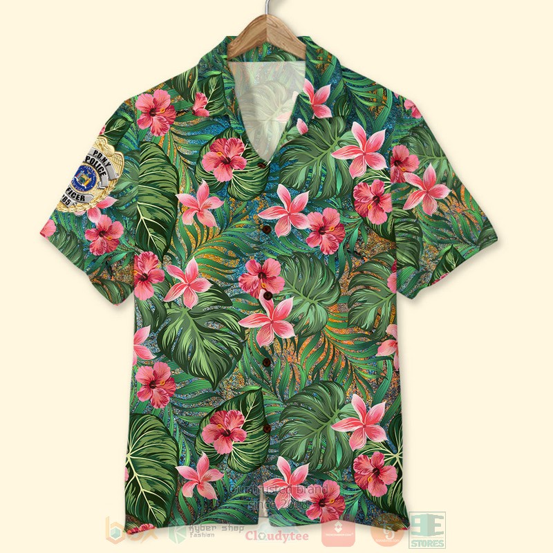 BEST Police Badge, Floral 3D Aloha Shirt word1